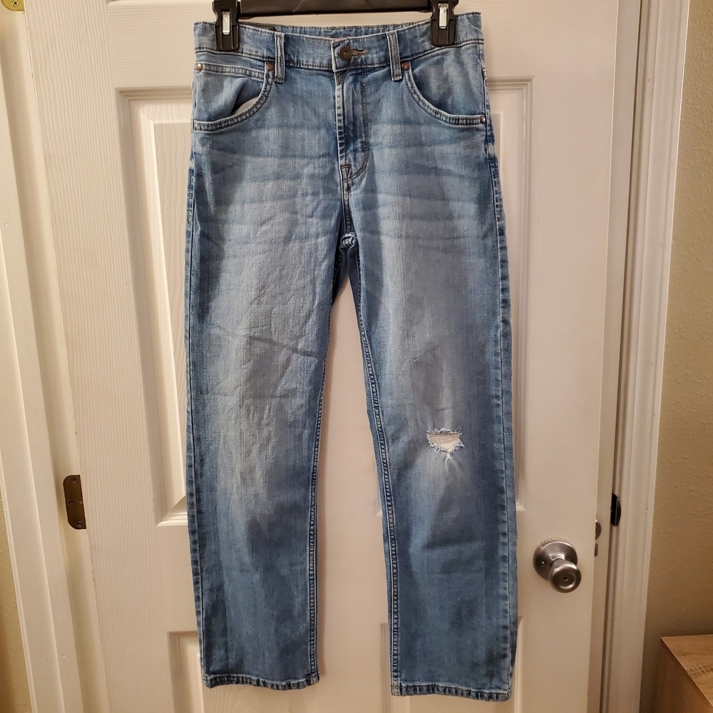 Wrangler Kids Classic Straight Jeans Adjustable Waist Denim Blue Size 14 Regular